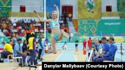 Aşgabatda geçýän Ýapyk binalarda we söweş sungaty boýunça V Aziýa oýunlary, gazagystanly Olga Rypakowa, 18-nji sentýabr, 2017. 