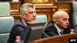 Their list of targets included Hashim Thaci (left) and Isa Mustafa.