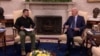U.S. President Joe Biden (right) meets with Ukrainian President Volodymyr Zelenskiy in the White House in Washington on September 26.
