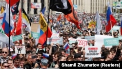 Митинг в Москве в поддержку независимых кандидатов, которым отказали в регистрации. 20 июля 2019 года.