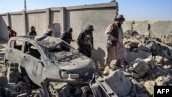 نیروهای امنیتی طالبان در منطقه‌ای در قندهار، پس از درگیری‌ها با پاکستان