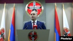 Armenia - Armen Ashotian, a deputy chairman of the ruling Republican Party of Armenia, holds a news conference in Yerevan, 13Jul2016.