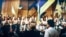 UKRAINE – Delegates of the Constituent Congress of the People's Movement of Ukraine, which took place in Kiev on September 8-10, 1989, listen to the performance of the "Gomin" choir by Leopold Yashchenko 