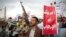 Huthi supporters attend a rally in support of Palestinians in the Gaza Strip and against the U.S. government designating Huthis as a terrorist group in Sanaa, Yemen, on January 19.