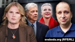 Спэцпасланьнік ЗША у Беларусі Джон Коўл, палітзьняволеная Марыя Калесьнікава, вядучая Ганна Соўсь, палітоляг і гісторык Аляксандар Фрыдман. Ілюстрацыйны каляж 