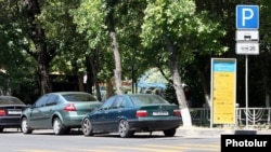 Armenia - Cars parked in downtown Yerevan, 07Aug2013.