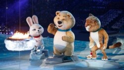 Ябылыш тантанасында Сочи уеннары талисманнары: куян, аю һәм ак барс