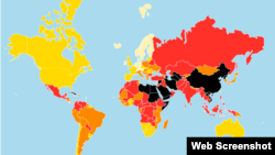 ایران در میان ۱۸۰ کشور جهان، در رده ۱۶۵ قرار دارد و جزء کشورهای «سیاه» برای رسانه‌ها و خبرنگاران رده بندی شده است.