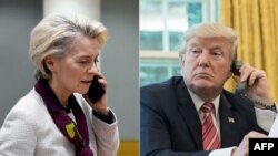 Президентка Єврокомісії Урсула фон дер Ляєн і президент США Дональд Трамп, комбіноване фото