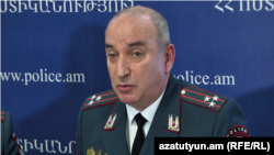 Начальник штаба полиции, полковник Армен Гукасян во время пресс-конференции, Ереван, 30 января 2019 г.