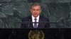 Президент Узбекистана Шавкат Мирзияев выступает с трибуны на 72-й сессии Генеральной ассамблеи ООН. Нью-Йорк, 19 сентября 2017 года. Фото с официального сайта президента РУз. 