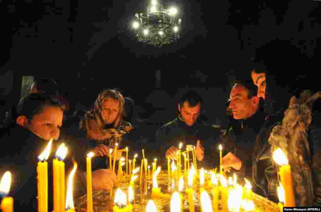 Armenia -- Christmas candle liturgy, Khor Virap, 05Jan2013