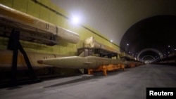 A screen grab from a video released by Iran's military this week, showing an underground missile facility at an undisclosed location.