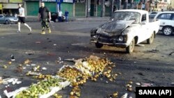 صحنه انفجار انتحاری در سویدا سوریه