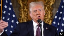 Прэзыдэнт ЗША Дональд Трамп праводзіць прэс-канфэрэнцыю ў Мар-а-Ляга. Архіўнае фота