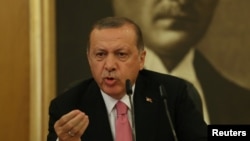 اردوغان می‌گوید ترکیه اجازه نمی‌دهد که یک «دالان ترور در طول مرزهایش با سوریه شکل بگیرد».