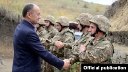 Armenia -- Defense Minister Seyran Ohanian on a visit to a military unit at the border with Azerbaijan, 19Oct,2014