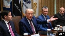 Прэзыдэнт ЗША Дональд Трамп на сустрэчы з чальцамі свайго кабінэту. Вашынгтон, 26 жніўня 2025 году