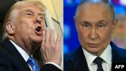 Президент США Дональд Трамп (слева) и российский лидер Владимир Путин, комбинированное фото 