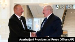 Ադրբեջանի և Բելառուսի նախագահներ Իլհամ Ալիևը և Ալեքսանդր Լուկաշենկոն, Բաքու, 14 ապրիլի, 2021թ. 