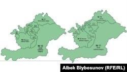 Ош облусундагы шайлоо округдарынын алгачкы жана кийинки варианттары