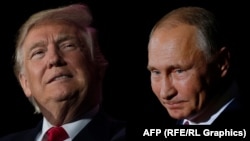 A combo photo of US President-elect Donald Trump (L) and Russian President Vladimir Putin