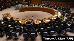 ՄԱԿ-ում Ռուսաստանի դեսպան Վասիլի Նեբենզիան դեմ է քվեարկում Անվտանգության խորհրդի բանաձևին, Նյու Յորք, 24-ը հոկտեմբերի, 2017թ․