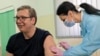 Serbian President Aleksandar Vucic received his first dose of the Chinese Sinopharm vaccine on April 6.