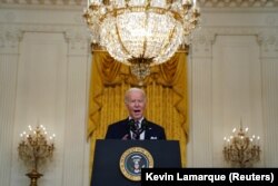 Джозеф Байден во время выступления в Белом доме 22 февраля