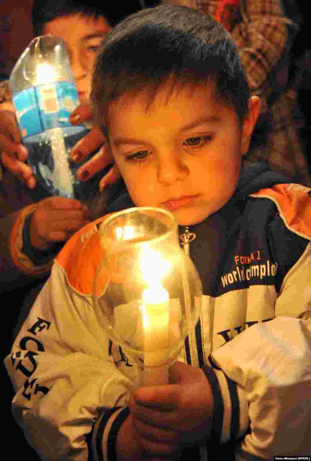 Armenia -- Christmas candle liturgy, Khor Virap, 05Jan2013
