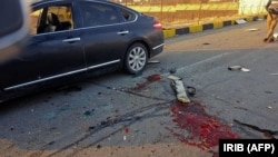 تصویری از خودروی محسن فخری‌زاده پس از عملیات ترور