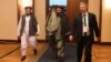 Mullah Baradar (center), the Taliban's deputy leader and chief negotiator, arrives at the Moscow conference on March 18.
