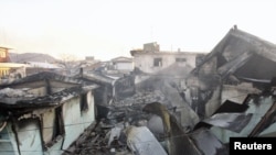 خانه‌های ویران در جزیره کره جنوبی پس از حمله همسایه شمالی