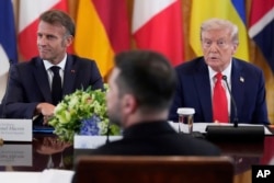 Прэзыдэнты Макрон, Зяленскі і Трамп