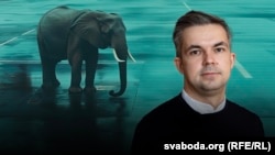 Пісьменьнік Саша Філіпенка. Раман "Слон". Ілюстрацыйны каляж. Свабода Premium 