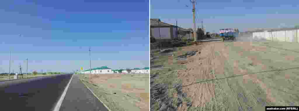 Çepde: Ýandaklyagyzyň täze böleginiň ýollary; Sagda: Ýandaklyagyzyň köne böleginiň ýollary.