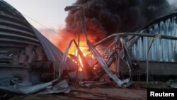 Ուկրաինա - Հրթիռակոծությանը հաջորդած հրդեհը Օդեսայի մարզում, 21-ը հուլիսի, 2023թ.