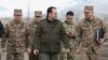 Armenia - Defense Minister Vigen Sargsian (C) visits a military base in northern Armenia, 15 March 2018.