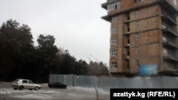 Ата-Түрк паркындагы бак-даракты аеосуз кыйып  үй салуудан бир көрүнүш.