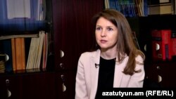 Armenia - Yulia Ustyugova, the IMF representative in Armenia, speaks to RFE/RL in Yerevan, 12Dec2017. 