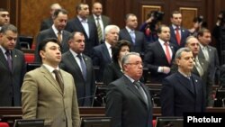 Armenia - Deputies from the ruling Republican Party at a parliament session, Yerevan, undated