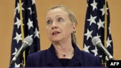 هیلاری کلینتون در جریان دیدار روز سه شنبه در ژنو