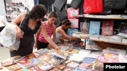 Armenia - School supplies sold at a market stall in Yerevan, 22Aug2012.
