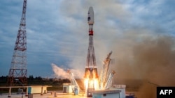 A Soyuz 2.1b rocket with the Luna-25 lander blasts off from the launch pad at Russia's Vostochny cosmodrome on August 11.