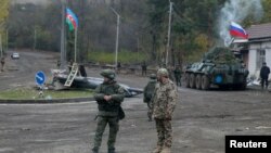 Şuşa şəhəri ətrafında Azərbaycan və Rusiya  hərbçiləri, 13 noyabr  2020