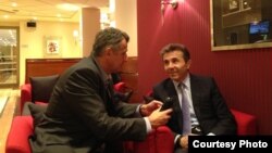 Լատվիա - Վրաստանի վարչապետ Բիձինա Իվանիշվիլին Ռիգայում հարցազրույց է տալիս «Ազատություն» ռադիոկայանի վրացական ծառայությանը, 7-ը սեպտեմբերի, 2013թ․