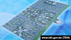 Ahal welaýatynyň täze edara ediş merkeziniň gurluşyk taslamasy. TDH-nyň suraty. Arhiwden alyndy.