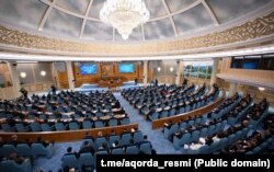 Қазақстан президенті Қасым-Жомарт Тоқаев парламентте халыққа жолдау жариялап тұр. Астана, 8 қыркүйек, 2025 жыл.