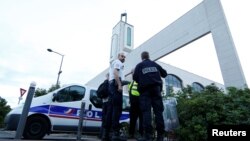 France -- Police secure a mosque in Creteil near Paris, June 29, 2017