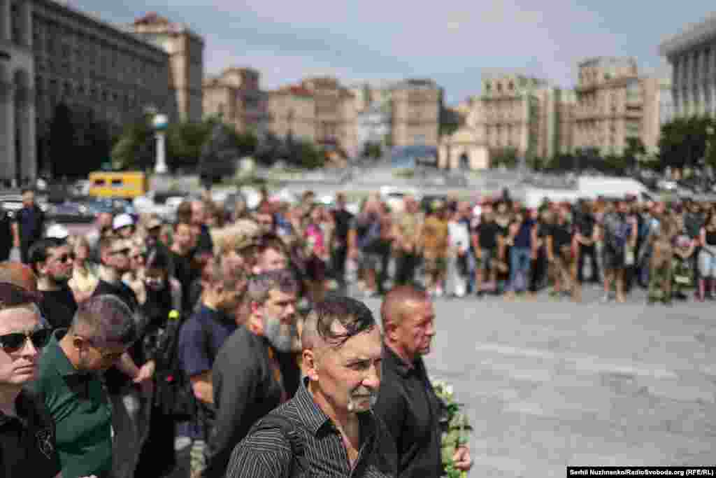 Під час прощання з Романом Орищенком на Майдані Незалежності у Києві. 9 липня 2025 року